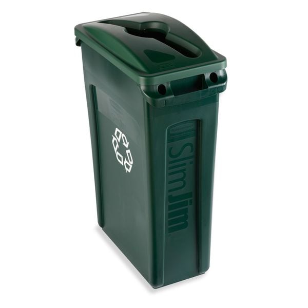 Rubbermaid Commercial 23 gal Dome Recycling Lid, 11 1/2 in W/Dia, Green, Resin, 1 Openings - 1788373