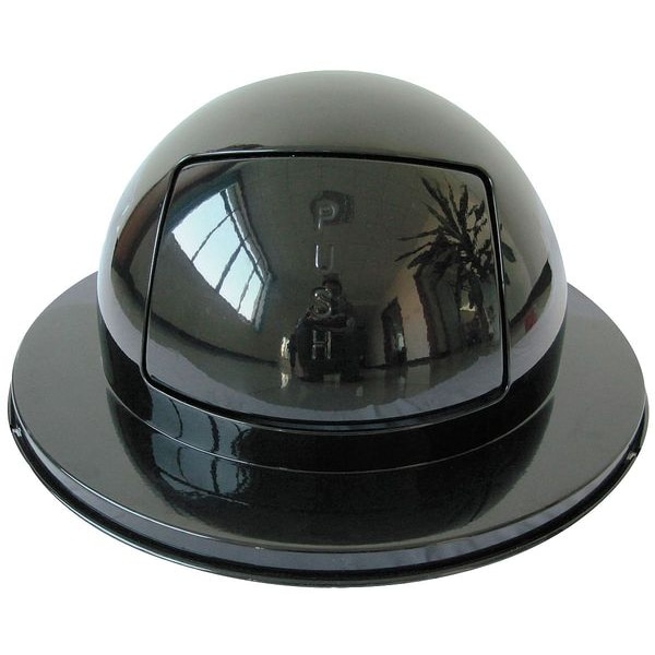 Zoro Select 48 gal Dome with Push Door Trash Can Top, 24 1/2 in W/Dia, Black, Metal, 1 Openings - 4PGF3