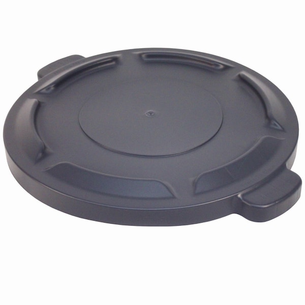 Impact Products 20 Gal Flat-Top Lid Trash Can Lid, 20.4 in W/Dia, Gray, Plastic - GL200203