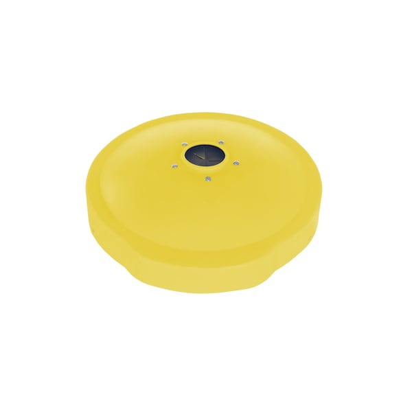 Vestil 55 Gal Trash Can Lid, 24.625 in W/Dia, Yellow, Low Density Polyethylene (LDPE) - DC-P-55-CANF-UF-YL