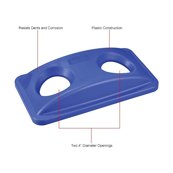 Global Industrial Recycling Bottle & Can Lid, 20 W/Dia, Blue, Plastic - 261905BL