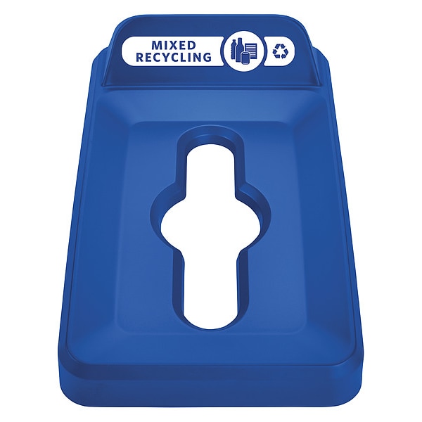 Rubbermaid Commercial Recycling Container Lid, 11 1/2 in W/Dia, Blue, Plastic - 2018302