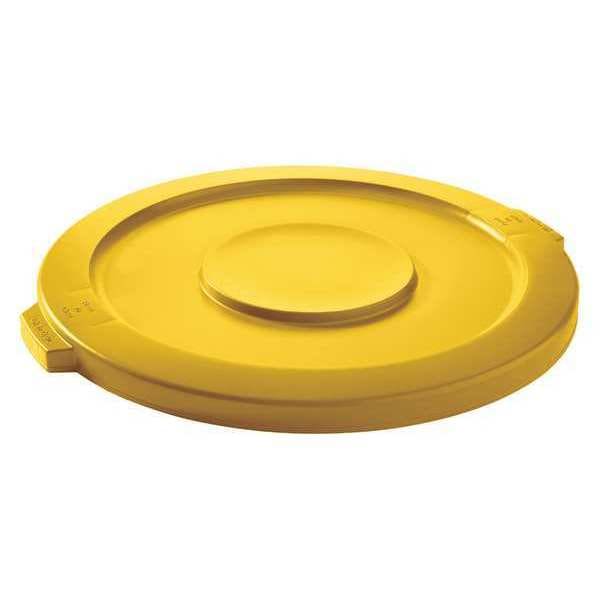 Tough Guy 44 gal Flat Trash Can Top, 24 1/2 in W/Dia, Yellow, Plastic, 0 Openings - 5DMX6