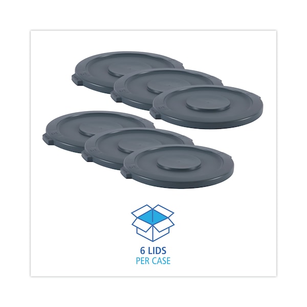 Boardwalk 32 Gal Flat-Top Lid Waste Receptacle Lids, Gray, Plastic - 1868182