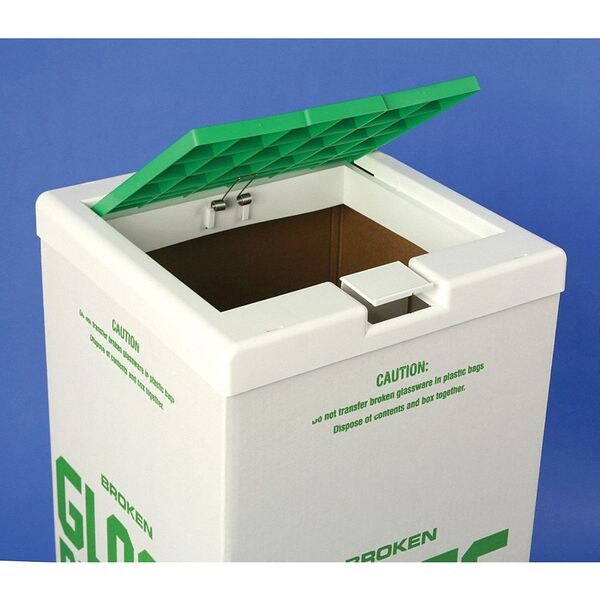 Sp Scienceware 48 gal Flat Trash Can Lid, 12 1/2 in W/Dia, Green, Plastic, 1 Openings - F13204-0001