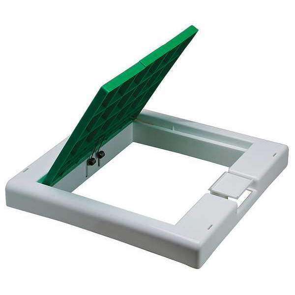 Sp Scienceware 48 gal Flat Trash Can Lid, 12 1/2 in W/Dia, Green, Plastic, 1 Openings - F13204-0001
