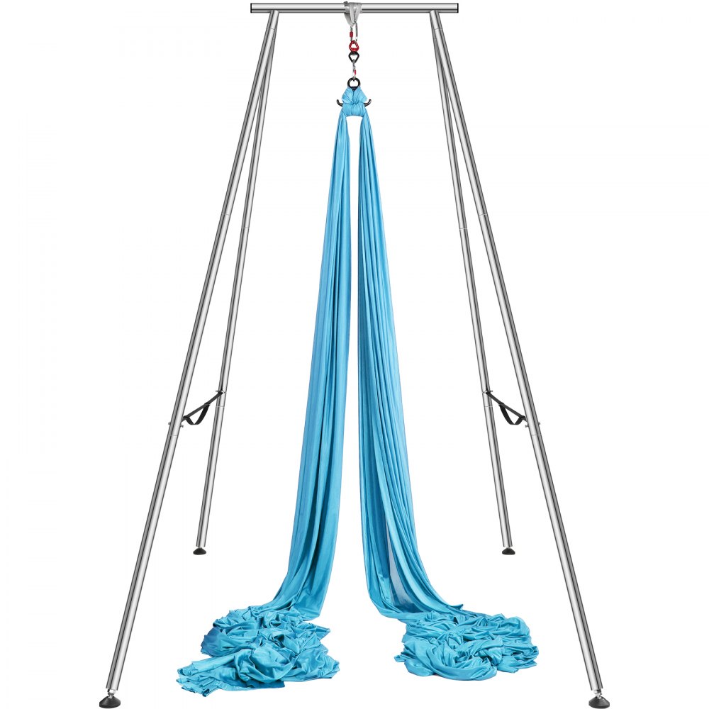 VEVOR Aerial Yoga Frame & Yoga Hammock, 9.67 ft Height Professional Yoga Swing Stand Comes with 13.1 Yards Aerial Hammock, Max 551.15 lbs Load Capacity Yoga Rig for Indoor Outdoor Aerial Yoga, Blue - KJDC12MDC293SHRTGV0