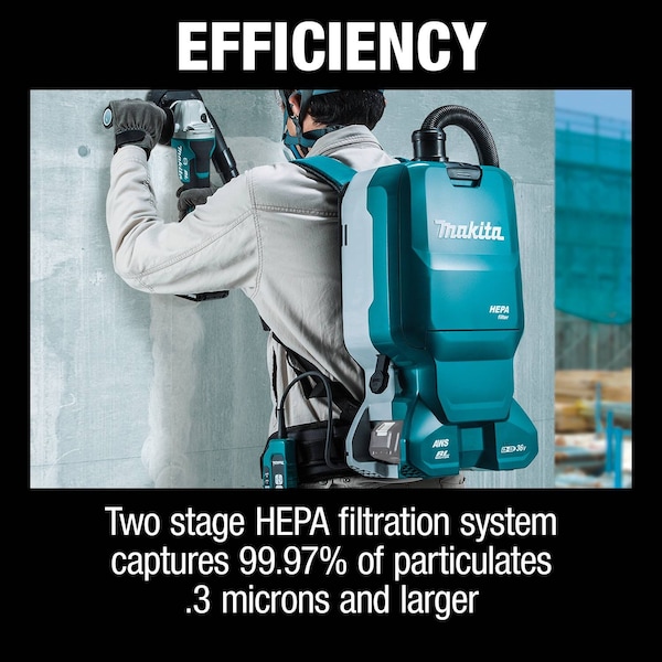 Makita 36V (18V X2) LXT Brushless 1.6Gal HEPA Backpack Vacuum, AWS - XCV18ZX