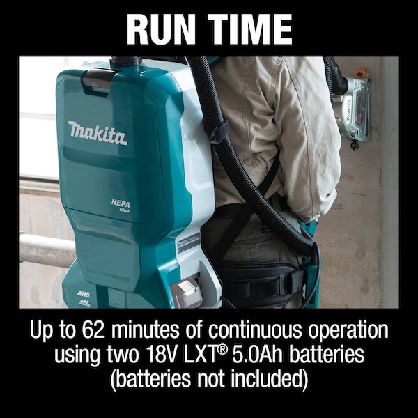 Makita 36V (18V X2) LXT Brushless 1.6Gal HEPA Backpack Vacuum, AWS - XCV18ZX