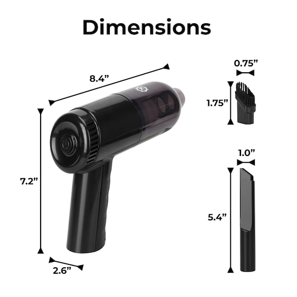 Techko KOBOT Portable Cordless Car Vacuum  Onyx - CL-102-1