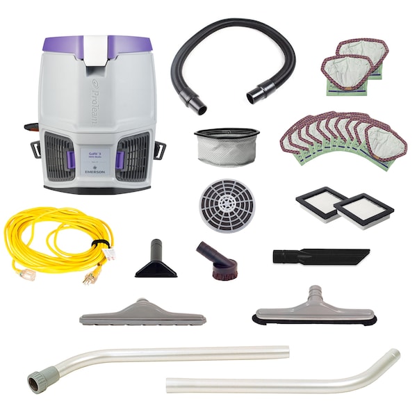 Proteam GoFit 3, 3 qt. Backpack Vacuum w/ Straight Hose Cuffs and Restaurant Tool Kit - 107726