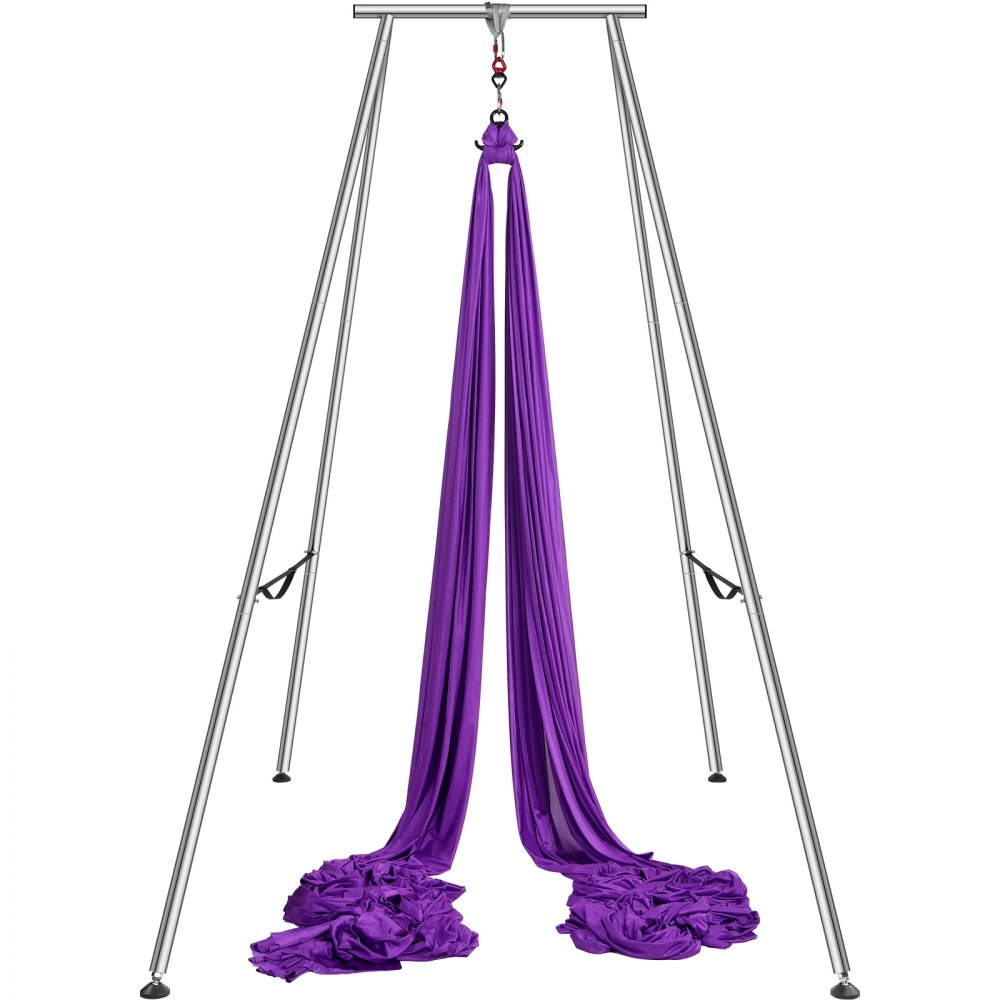 VEVOR Aerial Yoga Frame & Yoga Hammock, 9.67 ft Height Professional Yoga Swing Stand Comes with 13.1 Yards Aerial Hammock, Max 551.15 lbs Load Capacity Yoga Rig for Indoor Outdoor Aerial Yoga, Purple - KJDC293M12MDB9TTKV0