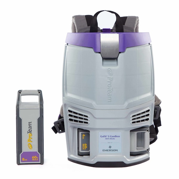 Proteam GoFit 3 Cordless 4Ah, 3 qt. Backpack Vacuum w/ Xover Multi-Surface Two-Piece Wand Tool Kit - 107775