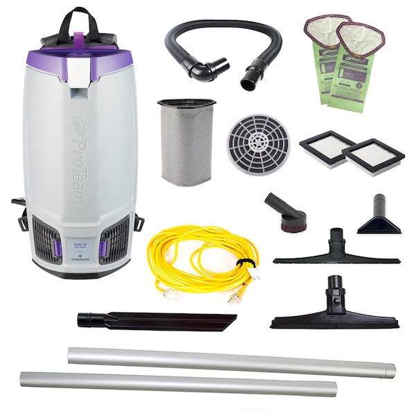 Proteam GoFit 10, 10 qt. Backpack Vacuum w/ 15" Carpet & Hard Surface Sidewinder Tool Kit - 107694