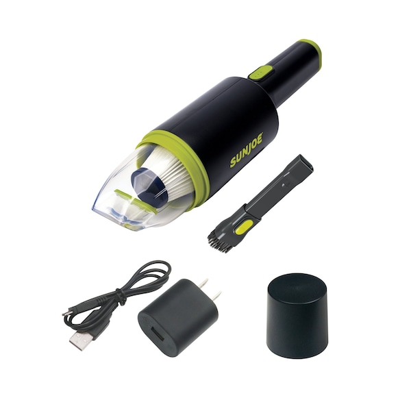 Sun Joe Cordless 8V Handheld Auto Vac w/ HEPA Filter, USB Charger w/L-iON Battery - AJV1000