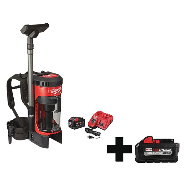Milwaukee Tool Cordless Backpack Vacuum, 1 gal. Cap. - 0885-21HD, 48-11-1880