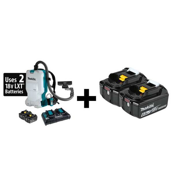 Makita Backpack Vacuum Kit, HEPA, Disposable Bag - XCV17PG/BL1860B-2