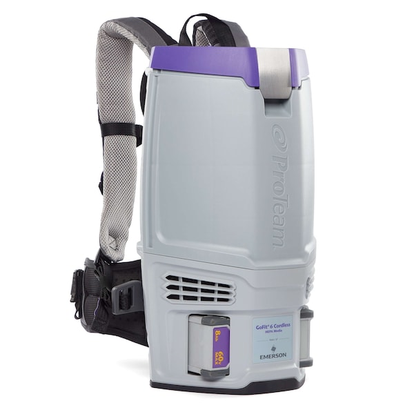 Proteam GoFit 6 Cordless 8Ah, 6 qt. Backpack Vacuum w/ Xover Multi-Surface Two-Piece Wand Tool Kit - 107787