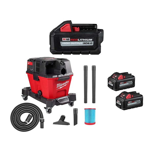 Milwaukee Tool M18 6.0 Battery, M18 6 Gal W/D Vac - 48-11-1865, 0910-20, 48-11-1862