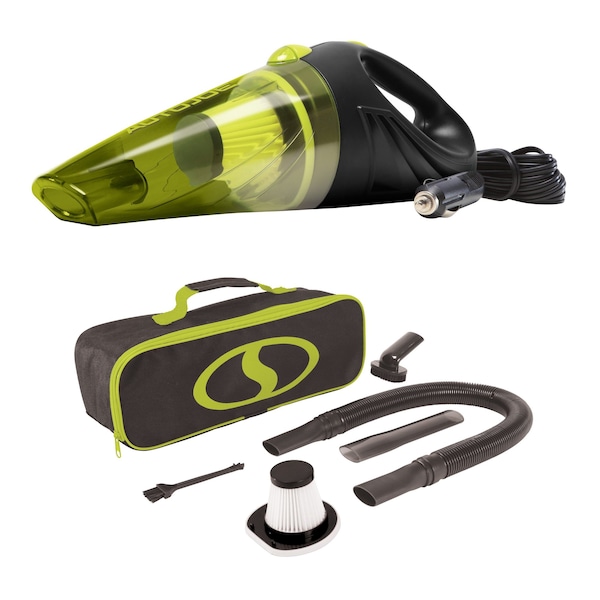 Sun Joe 12-Volt Portable Car Vacuum Cleaner | 16-Ft Cable | Interior Auto Detailing Accessory Kit - ATJ-V501