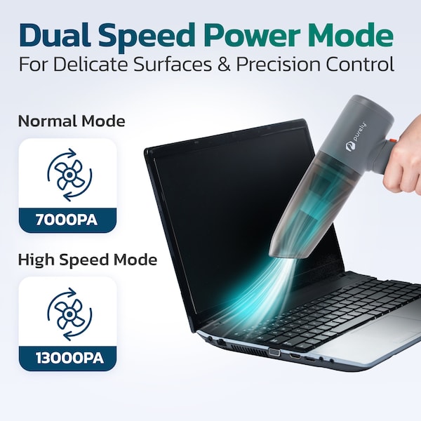 Purely Wireless Vacuum Cleaner & Electric Air Duster for Keyboard, Desktop, and Computer - Gray - C215