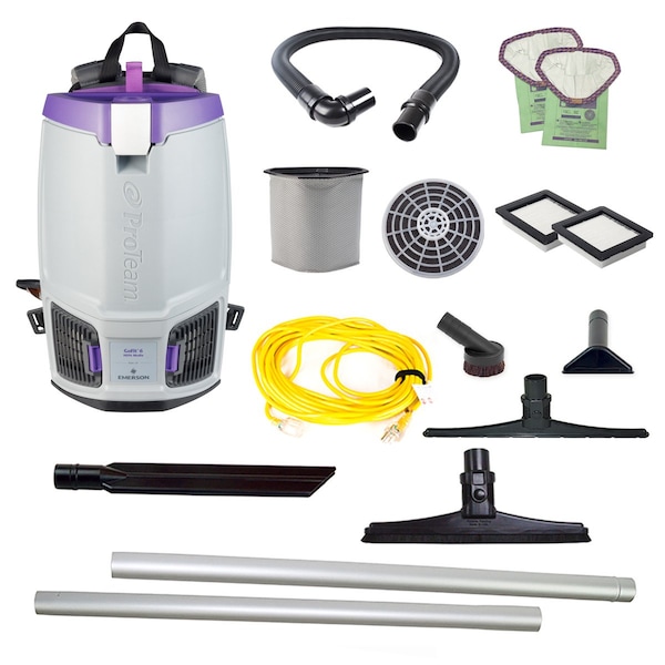 Proteam GoFit 6, 6 qt. Backpack Vacuum w/ 15" Carpet & Hard Surface Sidewinder Tool Kit - 107702