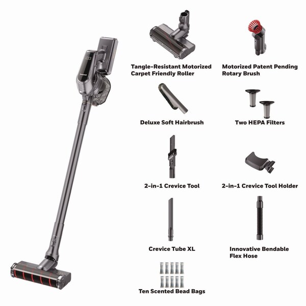 Honeywell Aeromax Pro VC16 Cordless Vacuum, 8.5'' Cleaning Path, Dark Silver - HVC16AMPSG01US