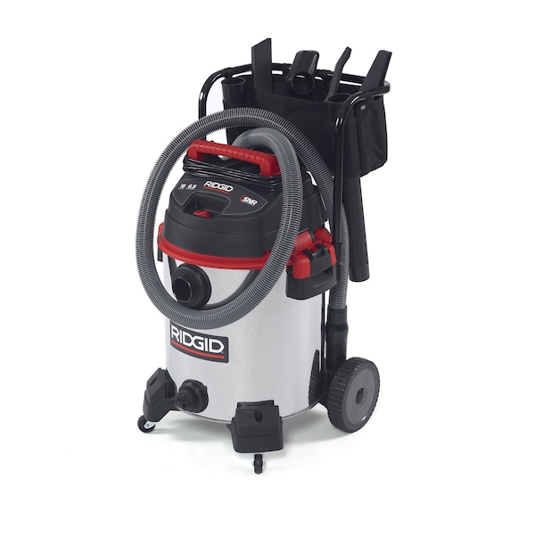 Ridgid Wet/Dry Vacuum, 16 gal., Stainless Steel, Fine Dust Filter, 187 cfm, 65 HP - 50353