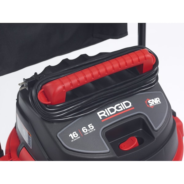 Ridgid Wet/Dry Vacuum, 16 gal., Stainless Steel, Fine Dust Filter, 187 cfm, 65 HP - 50353