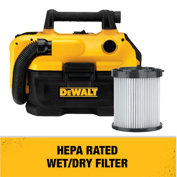 Dewalt 20V MAX(R), Portable Shop Vacuum, 2 gal, HEPA, 31 cfm - DCV580H