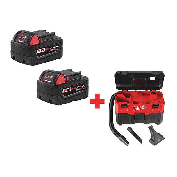 Milwaukee Tool M18™, Cordless Wet/Dry Vacuum, 2 gal, HEPA, 45 cfm - 48-11-1852, 0880-20