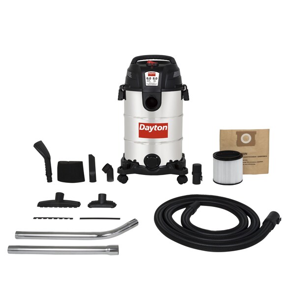 Dayton Wet/Dry Vacuum, 8 gal, 1,200 W - 61HV90