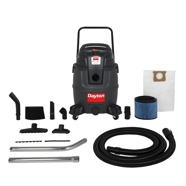 Dayton Wet/Dry Vacuum, 12 gal, 1,200 W - 61HV89