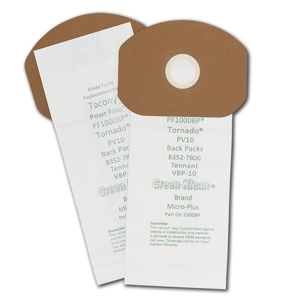 Green Klean PowrFlite 10 qt Backpack Paper Bag Fits the PF1000BP Replacement Vacuum Bags, 100PK - GR134965