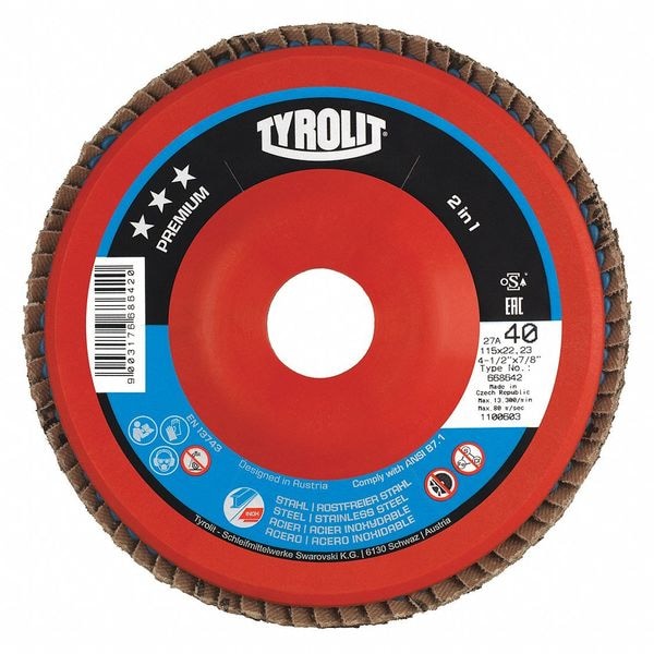 Disco de aletas Radiac Abrasives, T29, 7" x 7/8", 60 granos, paquete de 10 - 34334155