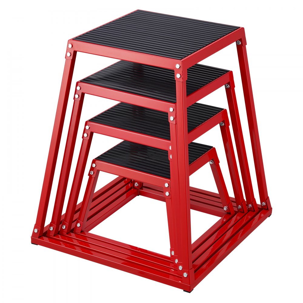 VEVOR Plyometric Jump Boxes, 12/18/24/30 Inch Plyo Box, Platform and Jumping Agility Box, Anti-Slip Fitness Exercise Step Up Box Set for Home Gym Training, Conditioning Strength Training, Red - TXTD12YC18YCKW925V0