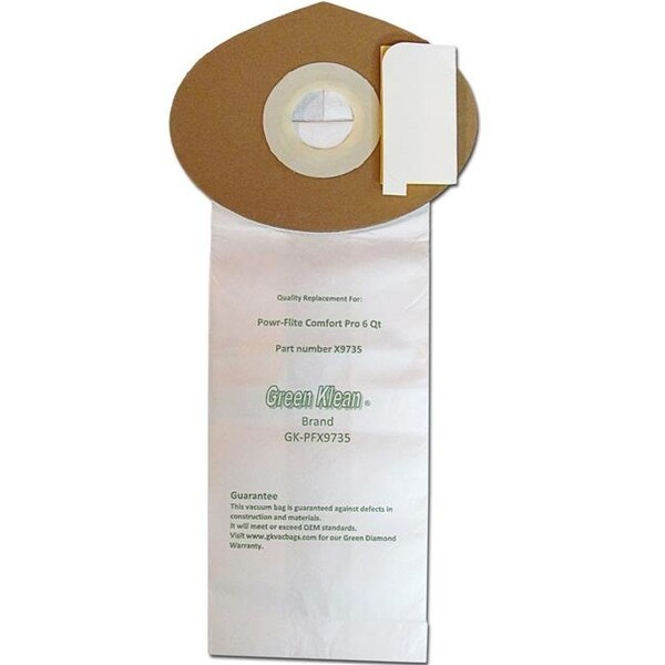 Green Klean Green Klean GK-PFX9735-6 Qrt 6 qt. Powr Flite Comfort Pro Backpack Closed Collar Replacement Vacuum Bags - Pack of 100 - GK-PFX9735-6 QRT