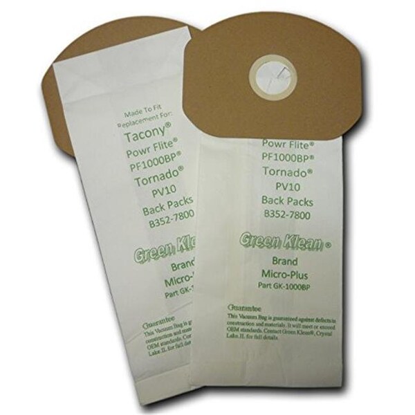 Green Klean Green Klean GK-1000BP PowrFlite 10 qt Backpack Paper Bag Fits the PF1000BP Replacement Vacuum Bags - 10 per Case - Case of 10 - GK-1000BP