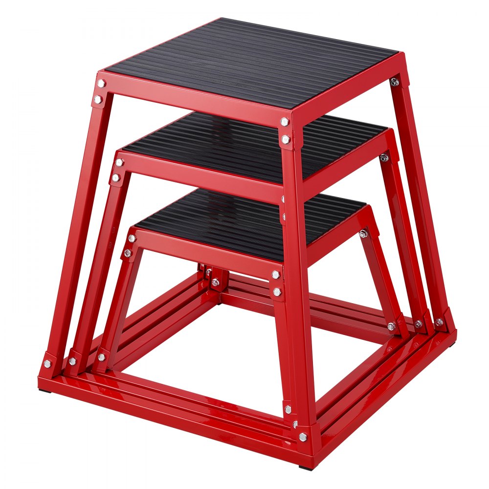 VEVOR Plyometric Jump Boxes, 12/18/24 Inch Plyo Box, Platform and Jumping Agility Box, Anti-Slip Fitness Exercise Step Up Box Set for Home Gym Training, Conditioning Strength Training, Red - TXTD12YC18YCTKAZTV0