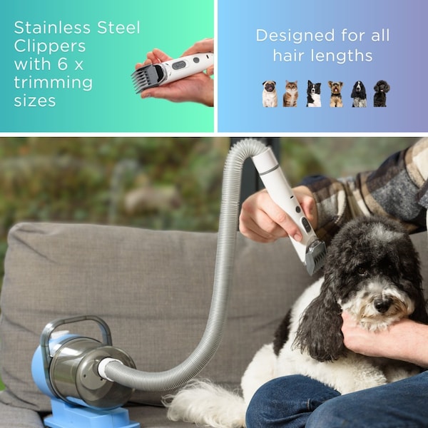 Ewbank Grooming Kit for Dogs & Cats, with Vacuum, Low noise, Adjustable Speed Suction, 16 pcs - PGK005