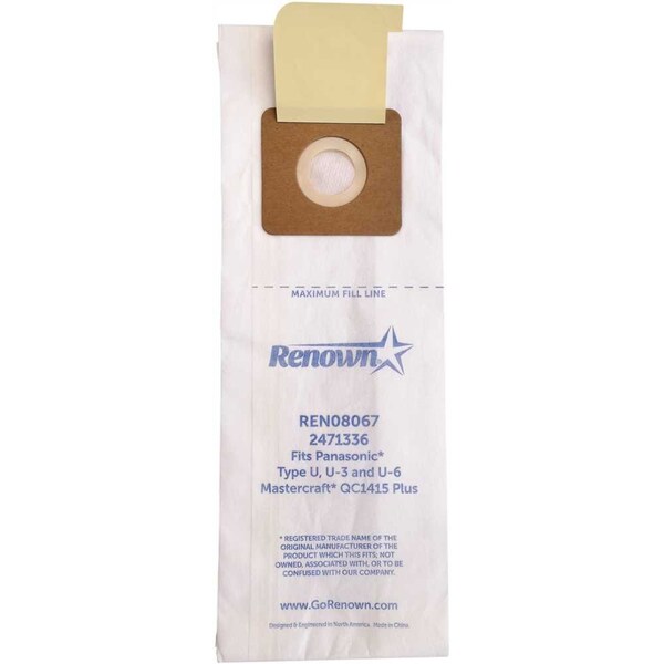 Renown Vacuum Bag for Panasonic U.Equivalent to MC-115PT, MCV215, MCV234P, MC-V145MT, 3PK - REN08067