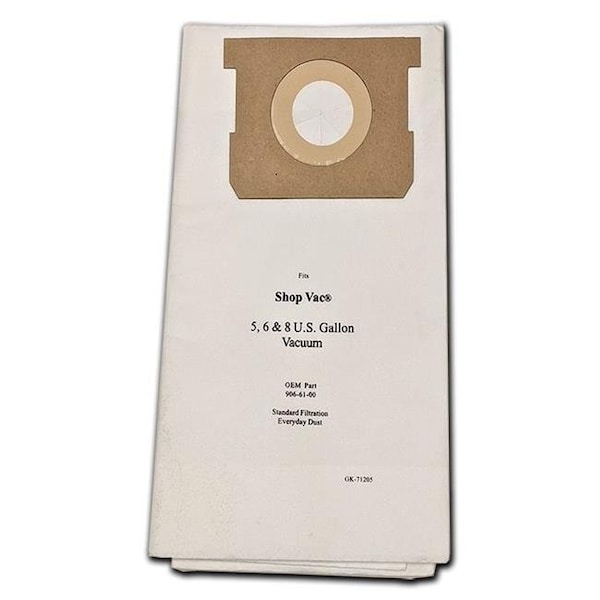 Green Klean Microplus Green Klean MicroPlus For Shop Vac 906-61-00 5 - 8 Gallon Medium Efficiency 712-05 Replacement Filter Bag For Everyday Dust  Pack of 15 - GK-71205