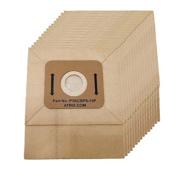 Atrix Atrix PVACBP6-15P Ergo & Ergo Pro Backpack Series Paper Filter Bags - Pack of 15 - PVACBP6-15P