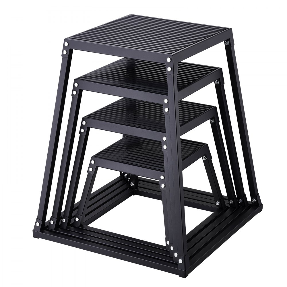VEVOR Plyometric Jump Boxes, 12/18/24/30 Inch Plyo Box, Platform and Jumping Agility Box, Anti-Slip Fitness Exercise Step Up Box Set for Home Gym Training, Conditioning Strength Training, Black - TXTD12YC18YCO57NNV0