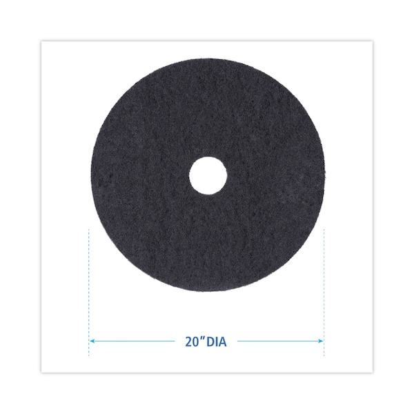 Boardwalk Stripping Floor Pads, 20" dia., Black, PK5 - BWK4020BLA