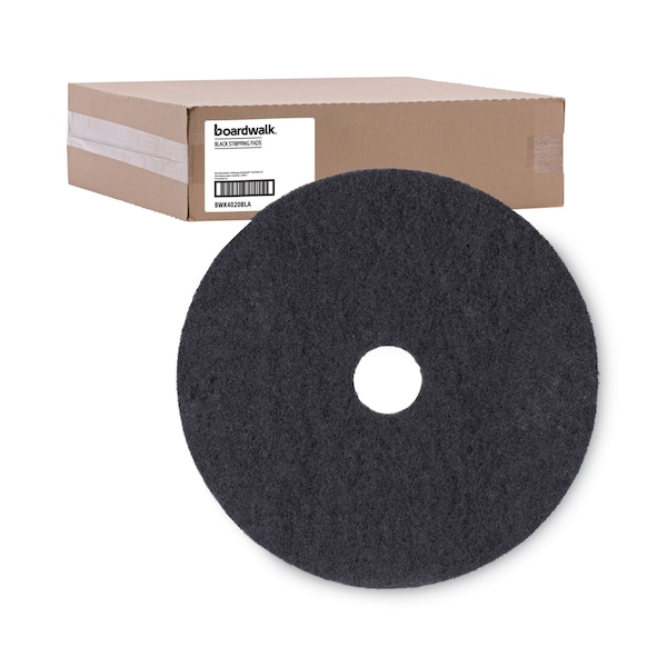 Boardwalk Stripping Floor Pads, 20" dia., Black, PK5 - BWK4020BLA