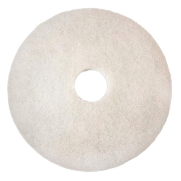3M Buffing and Cleaning Pad, 20 In, 3 3/4 in Center Hole, White, 5 Pack - 4100
