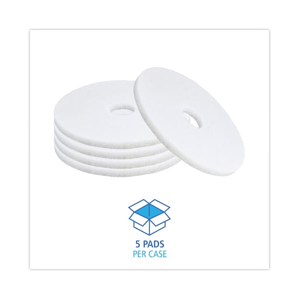Premiere Pads Polishing Floor Pads, 17", White, PK5 - PAD 4017 WHI