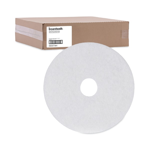 Premiere Pads Polishing Floor Pads, 17", White, PK5 - PAD 4017 WHI