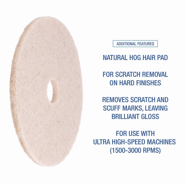 Boardwalk Natural Hog Hair Burnishing Floor Pads, 21" Diameter, PK5 - BWK4021NHE